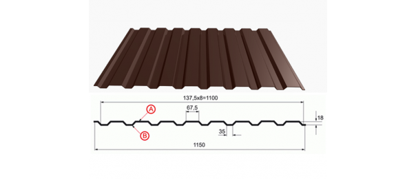 Профнастил коричневый оцинкованный  RAL 8017 С-20 купить недорого в Рогово