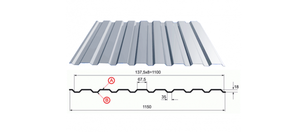 Профнастил оцинкованный С-20 1100x2500 купить недорого в Рогово